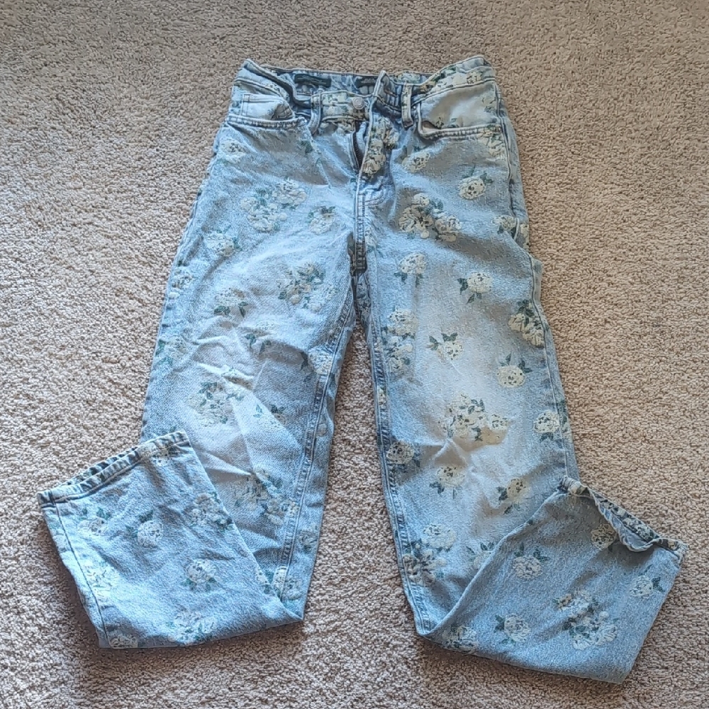 Wild Fable Floral Straight Leg Pants - Light Blue